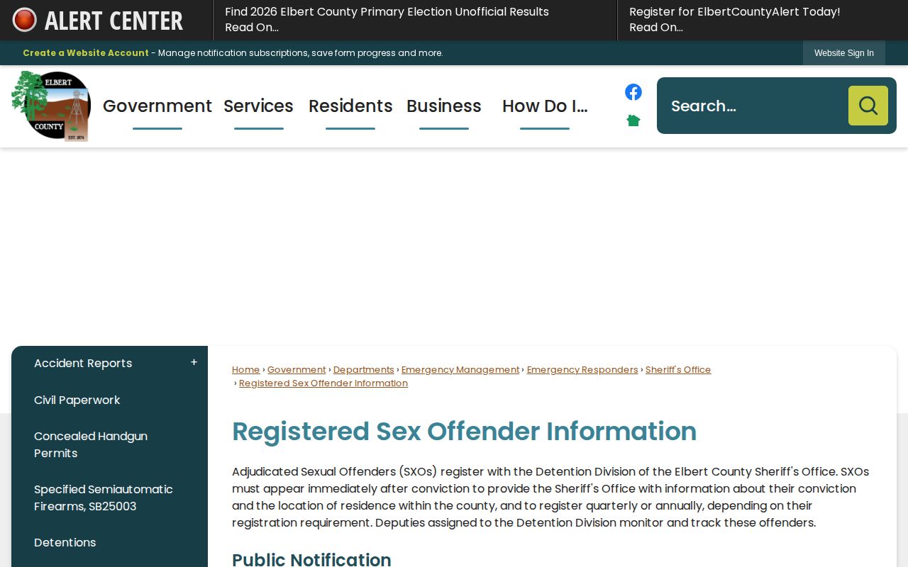 Elbert County mugshot records registry source for released inmate photo research
